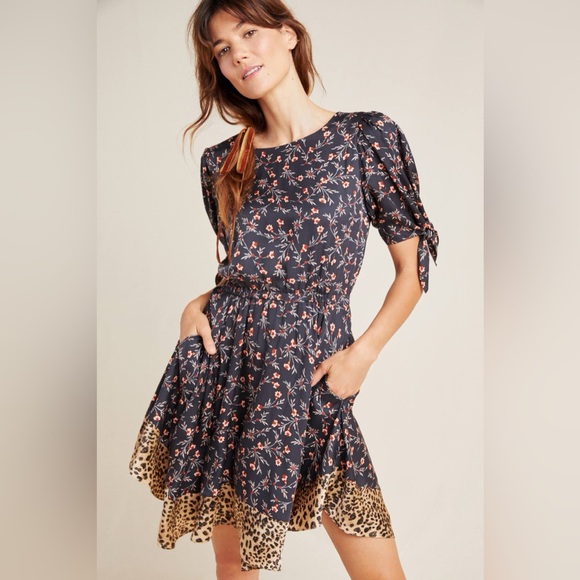 Rebecca Taylor Dresses & Skirts - Anthropologie Rebecca Taylor Scarlett Tie-Sleeve Floral Mini Dress - Medium